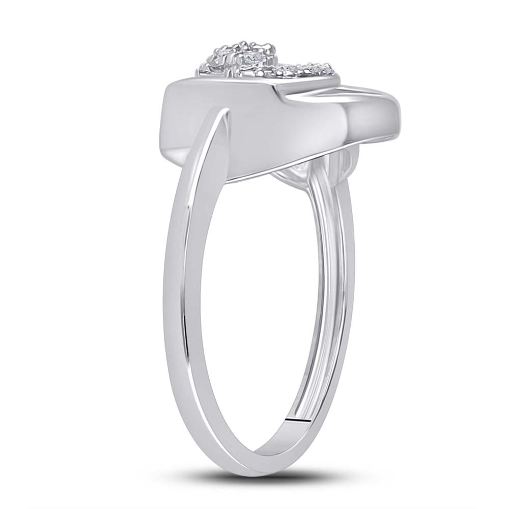 Sterling Silver Round Diamond Gift Heart Ring 1/20 Cttw - Splendid Jewellery