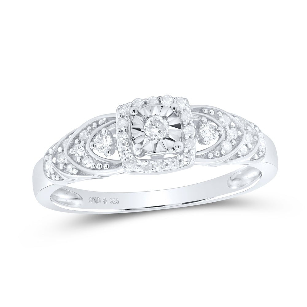 Sterling Silver Round Diamond Heart Bridal Wedding Engagement Ring 1/5 Cttw - Splendid Jewellery