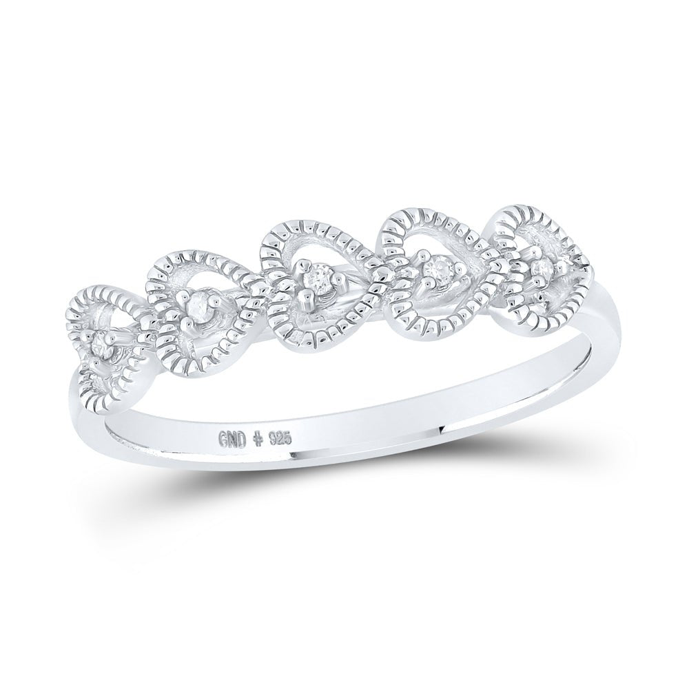 Sterling Silver Round Diamond Heart Gift Ring 0.03 Cttw - Splendid Jewellery