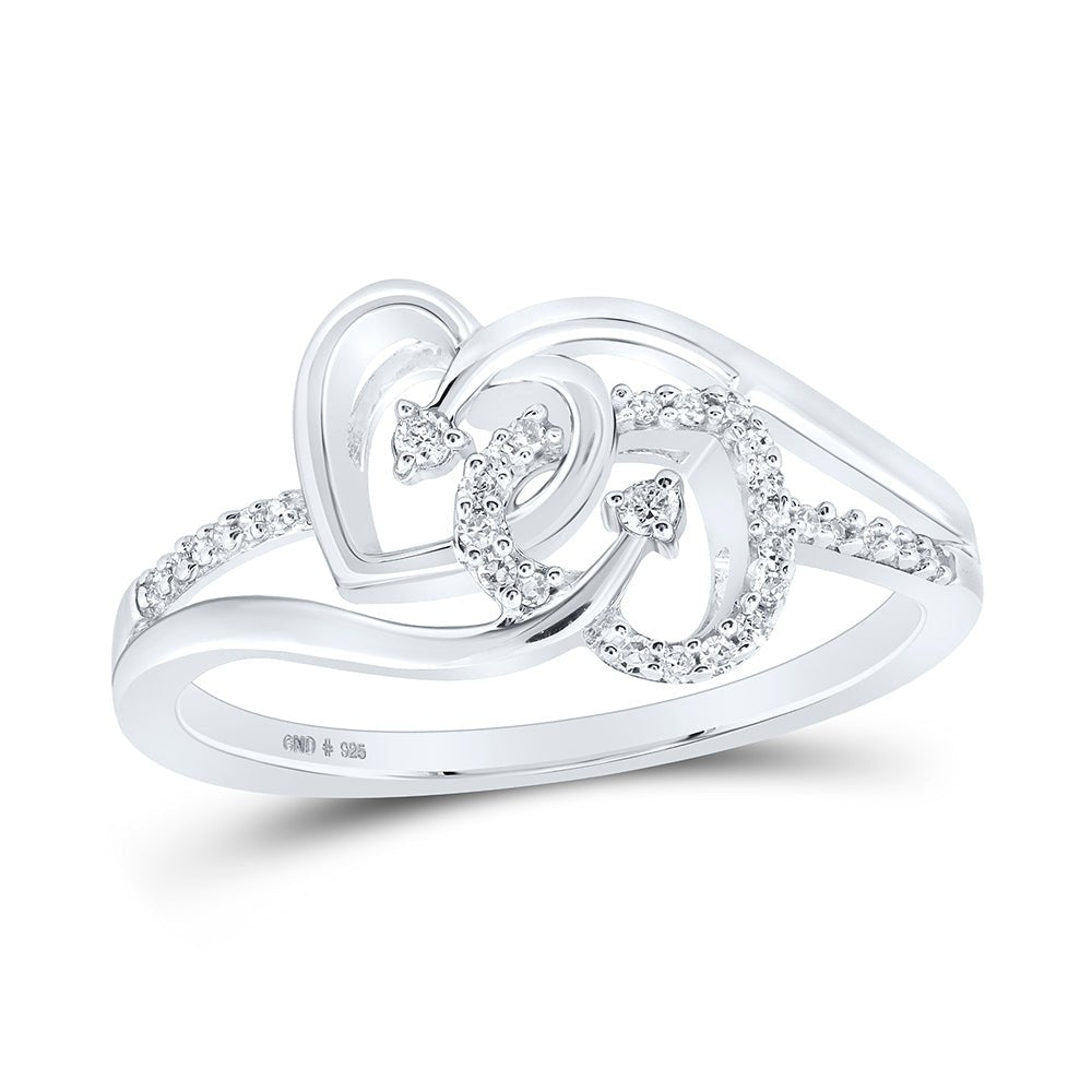Sterling Silver Round Diamond Heart Ring 1/10 Cttw - Splendid Jewellery