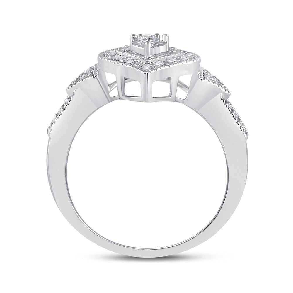 Sterling Silver Round Diamond Heart Ring 1/8 Cttw - Splendid Jewellery