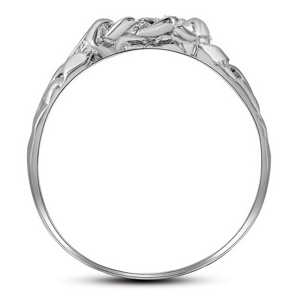 Sterling Silver Round Diamond Mens Cluster Nugget Ring 1/20 Cttw - Splendid Jewellery