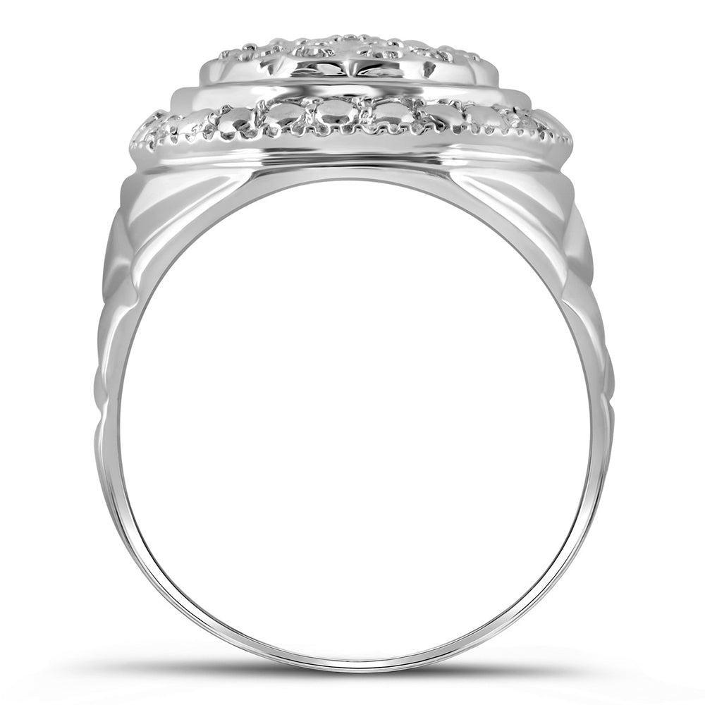 Sterling Silver Round Diamond Mens Fashion Ring 1/10 Cttw - Splendid Jewellery