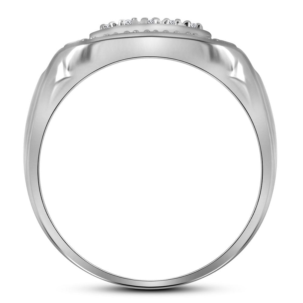 Sterling Silver Round Diamond Mens Square Frame Cluster Ring Size 9 1/10 Cttw - Splendid Jewellery