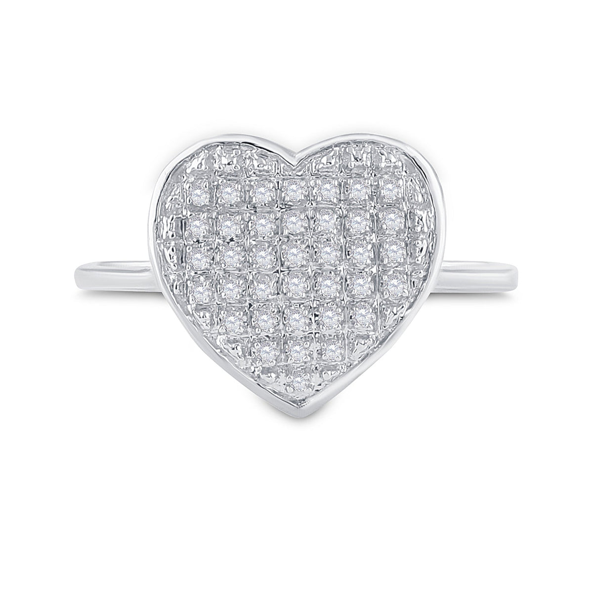 Sterling Silver Round Diamond Micro Pave Gift Heart Ring 1/10 Cttw - Splendid Jewellery