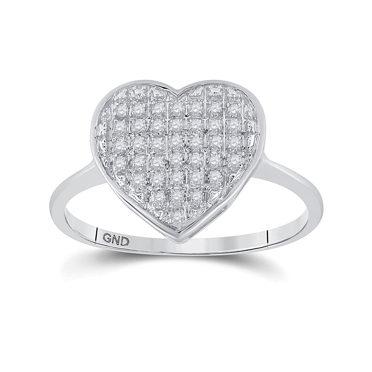 Sterling Silver Round Diamond Micro Pave Gift Heart Ring 1/10 Cttw - Splendid Jewellery