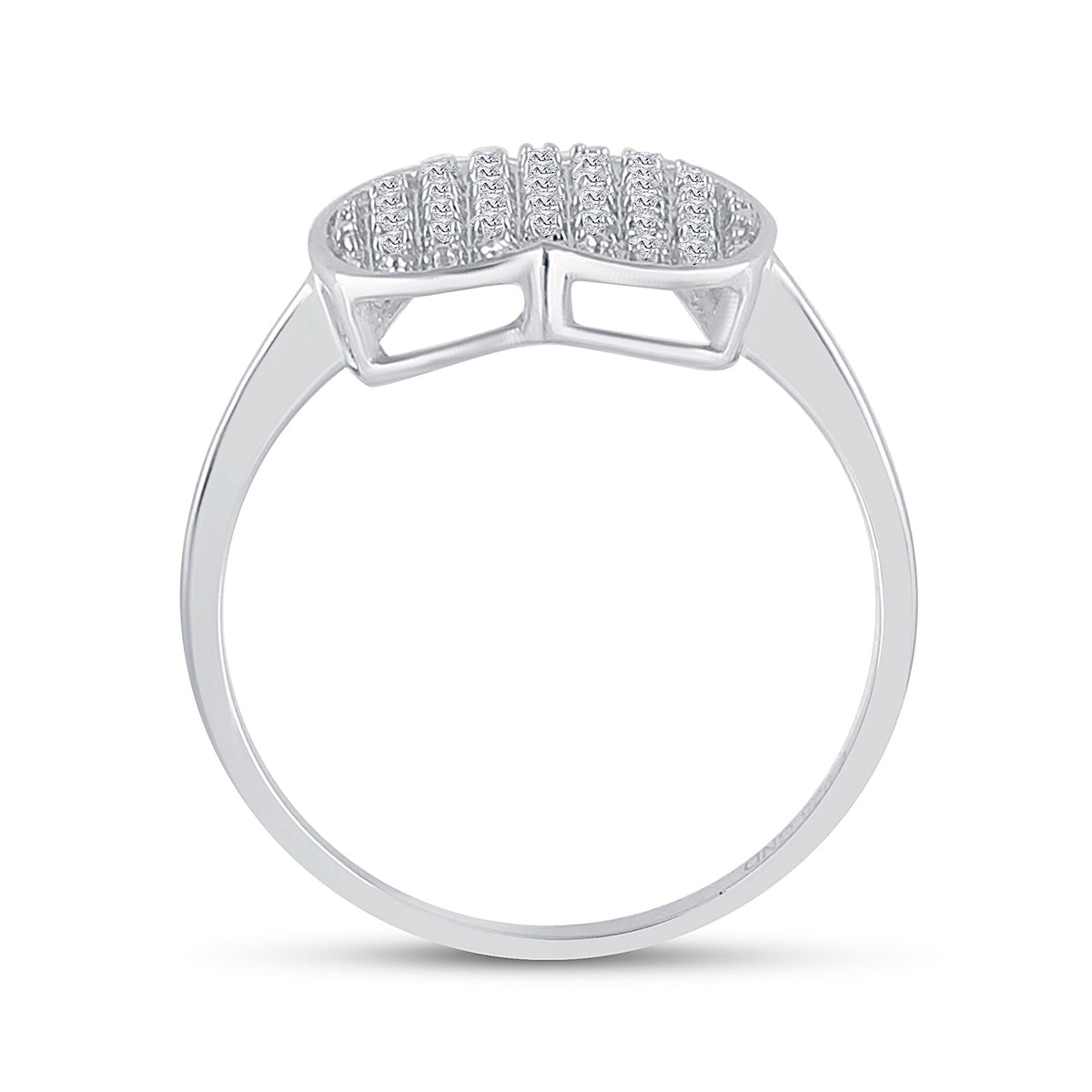 Sterling Silver Round Diamond Micro Pave Gift Heart Ring 1/10 Cttw - Splendid Jewellery