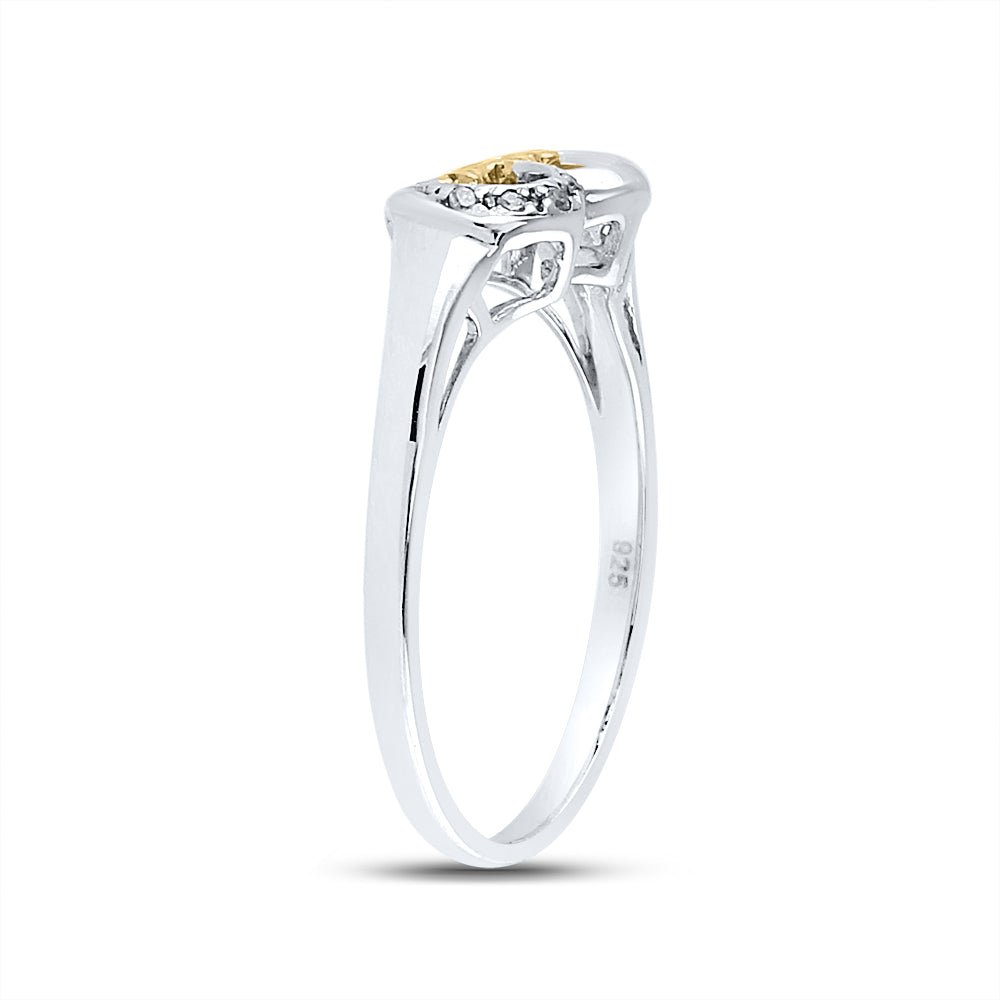 Sterling Silver Round Diamond Mom Mother 2 Tone Heart Ring . 0.02 Cttw - Splendid Jewellery