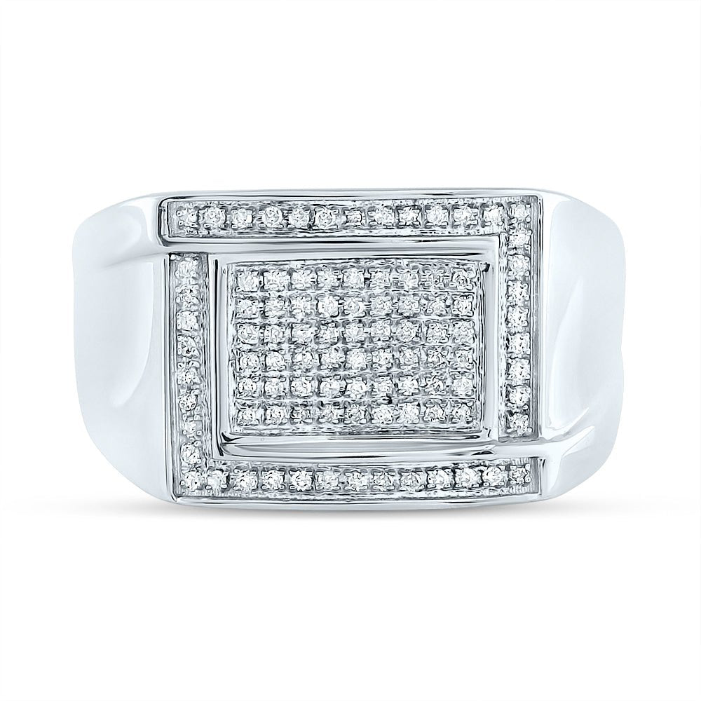 Sterling Silver Round Diamond P3 Micro - Pave Ring 1/3 Cttw - Splendid Jewellery