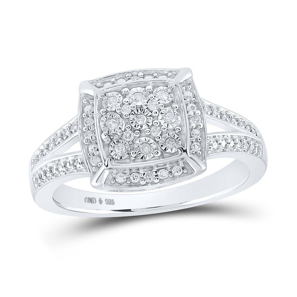 Sterling Silver Round Diamond Ring 1/12 Cttw - Splendid Jewellery