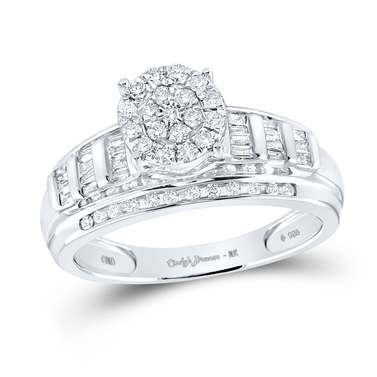 Sterling Silver Round Diamond Ring 1/2 Cttw - Splendid Jewellery