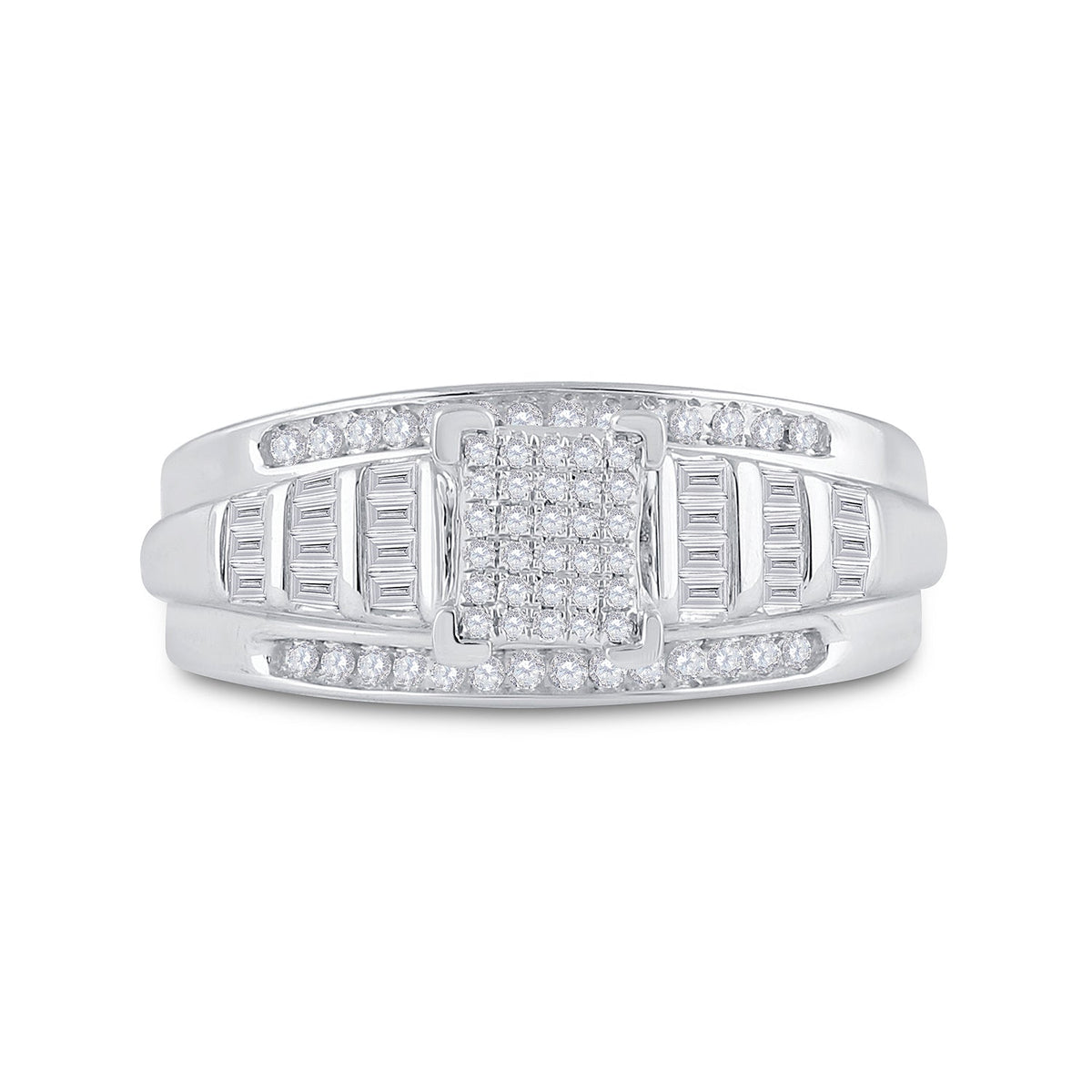 Sterling Silver Round Diamond Ring 3/8 Cttw - Splendid Jewellery