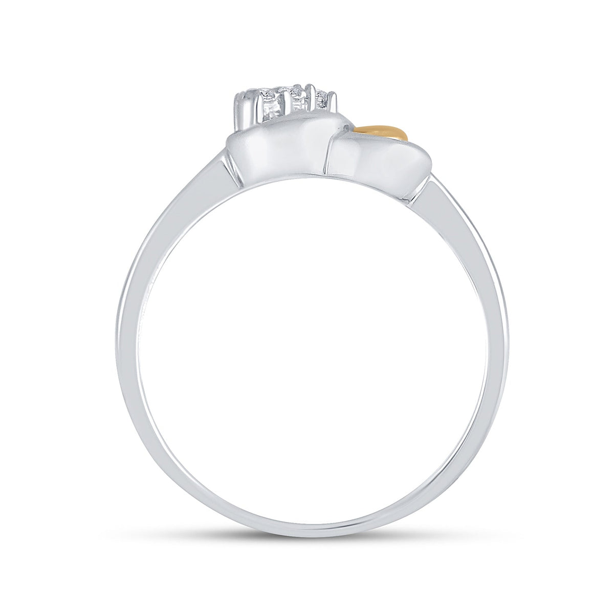 Sterling Silver Round Diamond Two Tone Double Heart Ring . 0.03 Cttw - Splendid Jewellery