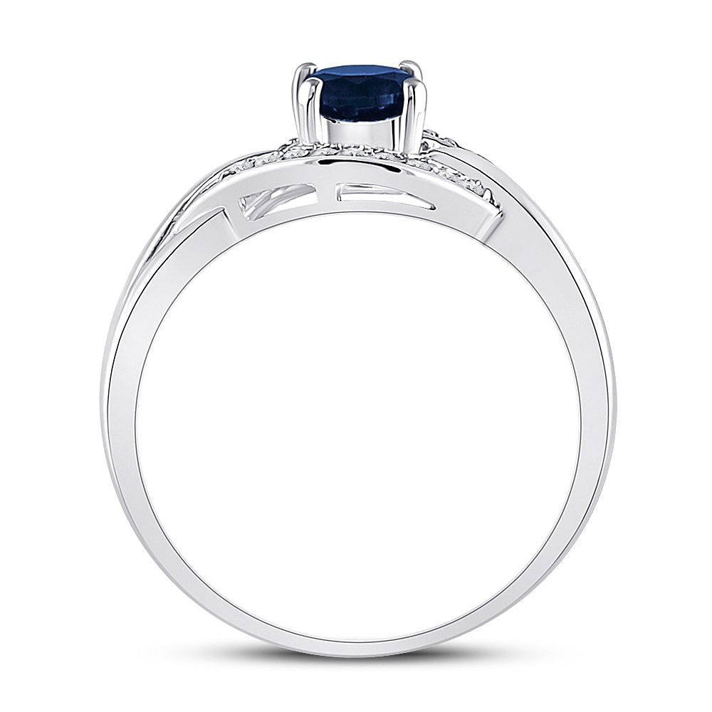 Sterling Silver Round Lab Created Blue Sapphire Solitaire Ring 1/10 Cttw - Splendid Jewellery