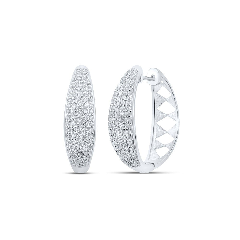 Stunning 10kt White Gold Diamond Hoop Earrings - A Mesmerizing Display of Brilliance and Elegance - Splendid Jewellery