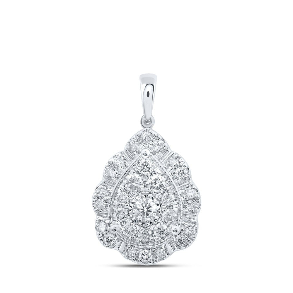 Teardrop Brilliance: 10kt White Gold Diamond Cluster Pendant - Splendid Jewellery