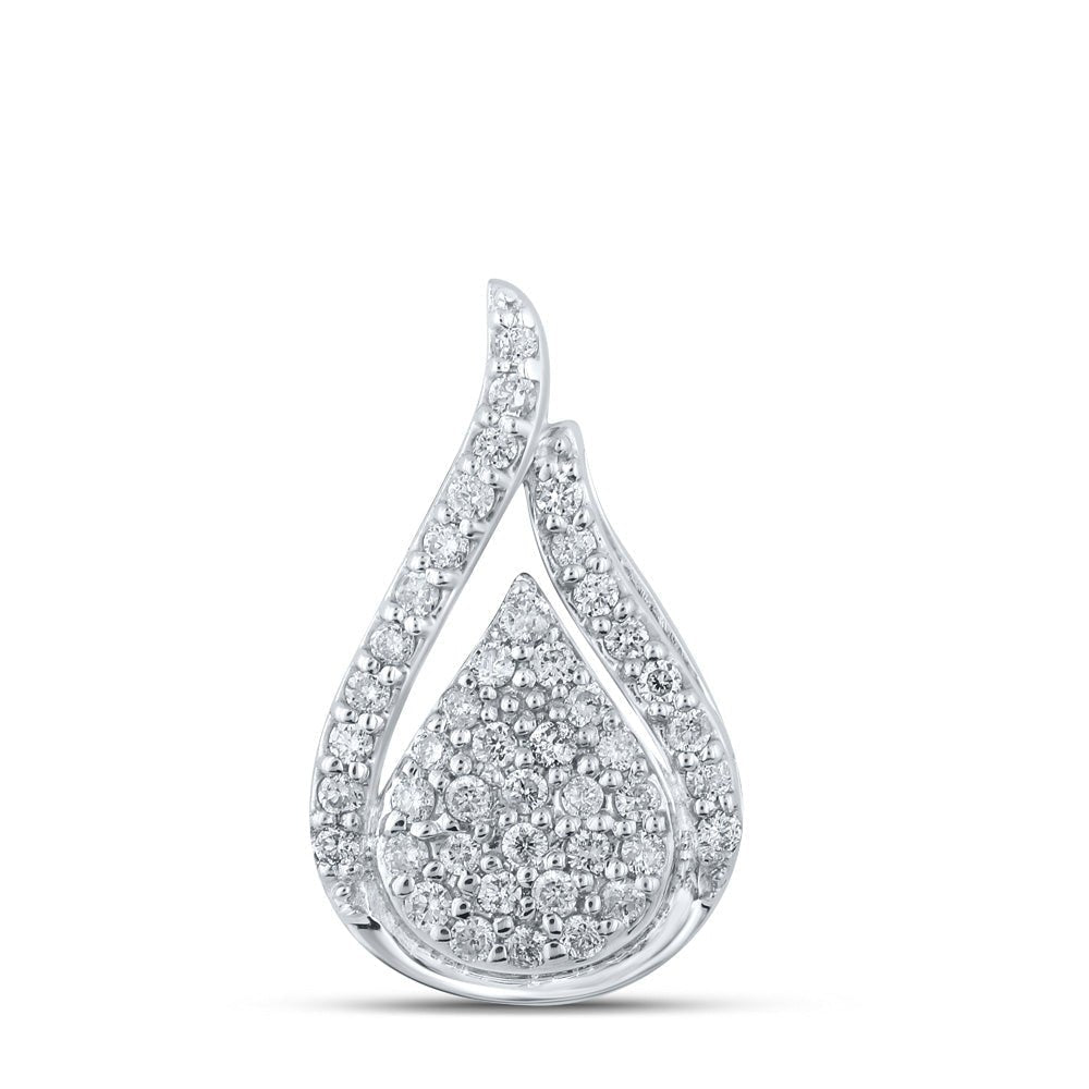 Teardrop Brilliance: 10kt White Gold Diamond Cluster Pendant - Splendid Jewellery