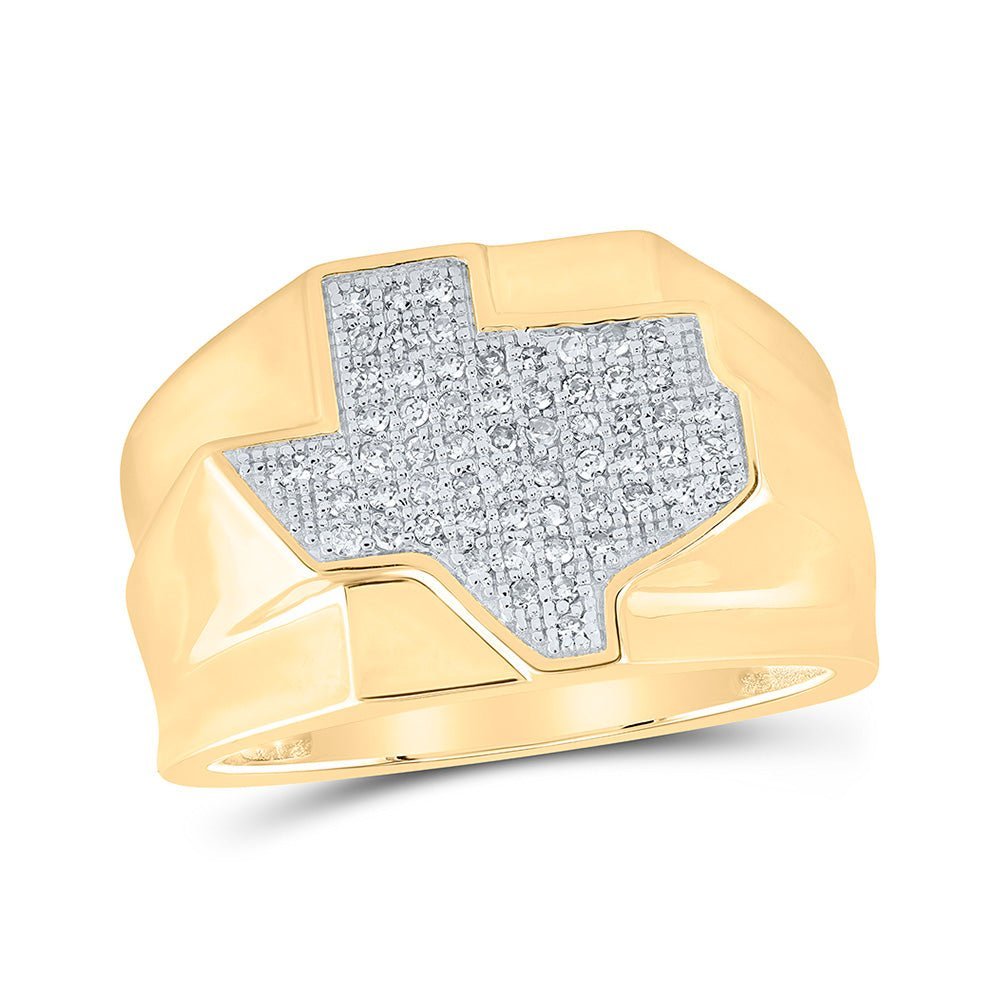 Texas State Diamond Band Ring - 1/4 Cttw in 10kt Yellow Gold for Men - Splendid Jewellery