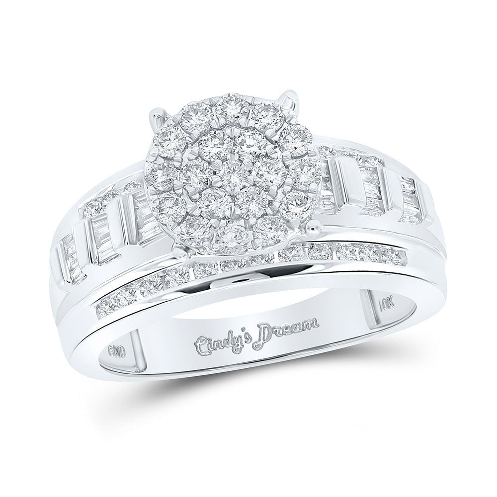 The Dazzling Love Affair | 10kt White Gold Round Diamond Cluster Bridal Wedding Engagement Ring 1 Cttw - Splendid Jewellery