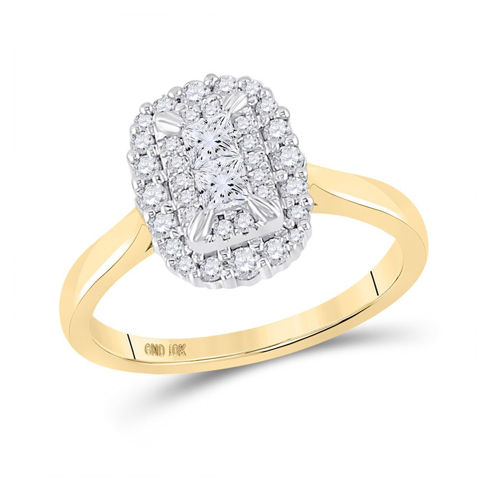 The Majestic 10kt Yellow Gold Princess Diamond Halo Bridal Wedding Engagement Ring - Splendid Jewellery