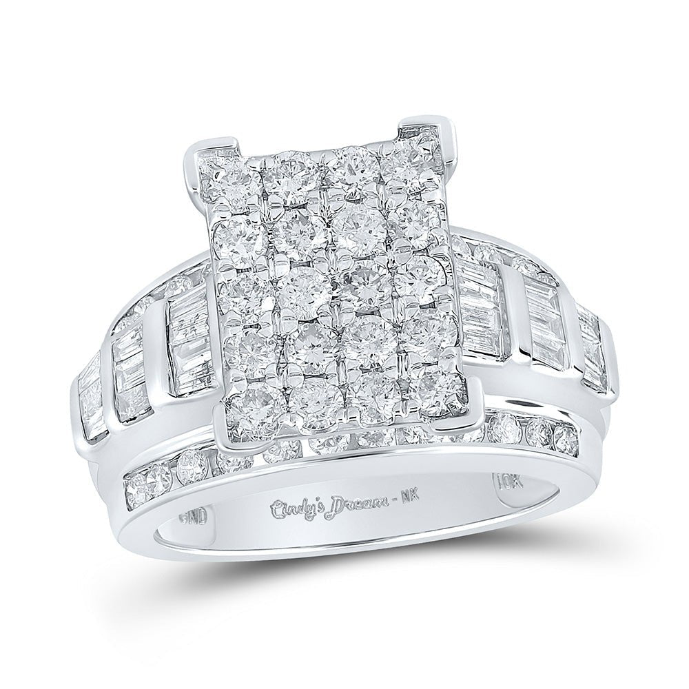 The Majestic Brilliance 10kt White Gold Diamond Cluster Bridal Wedding Engagement Ring - Splendid Jewellery