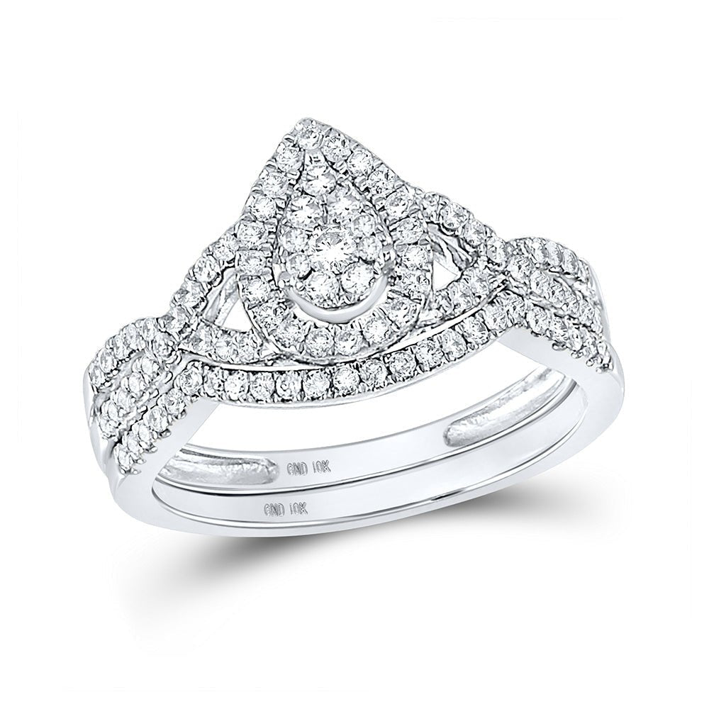 The Majestic Brilliance 10kt White Gold Round Diamond Bridal Wedding Ring Band Set 1/2 Cttw - Splendid Jewellery