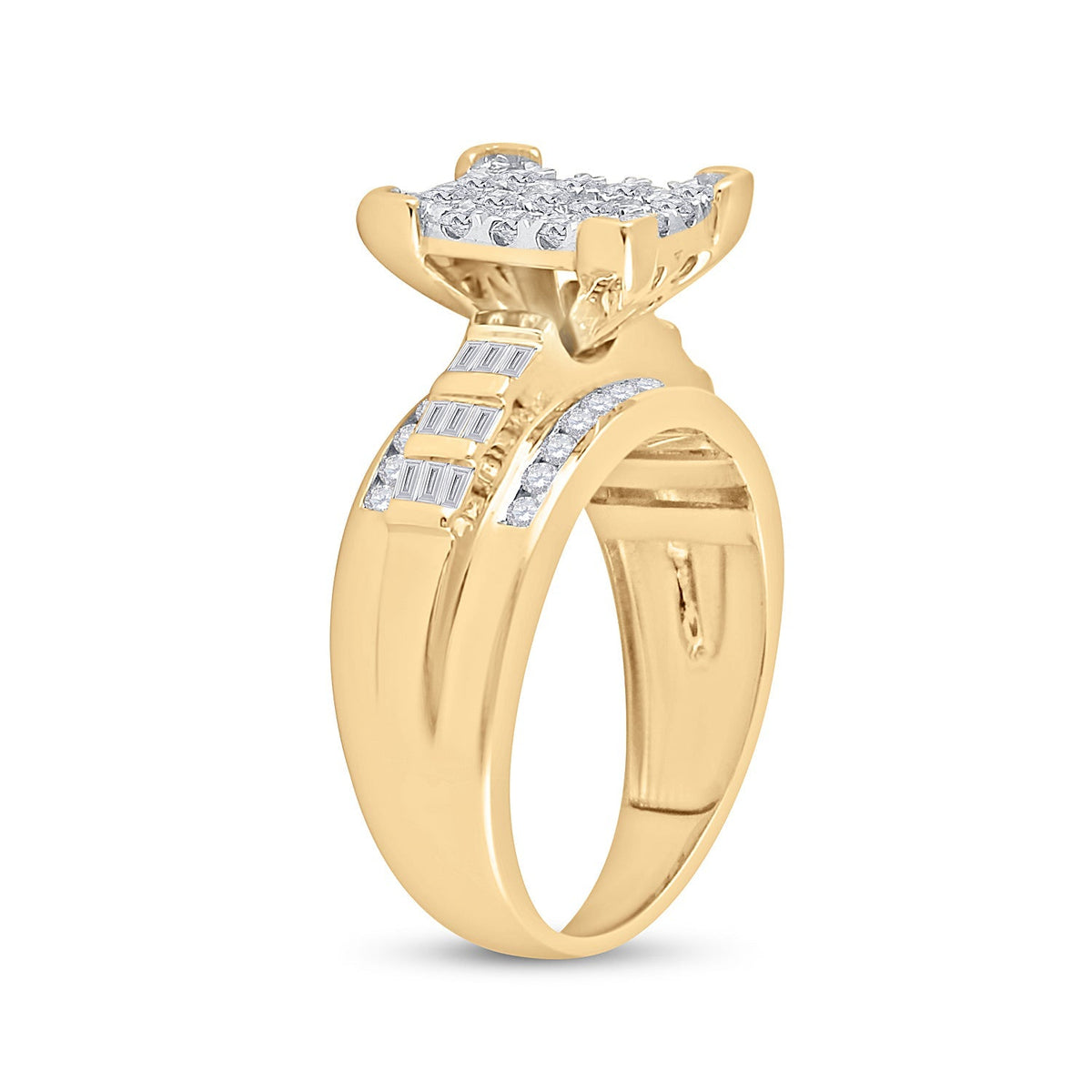 The Majestic Brilliance 10kt Yellow Gold Diamond Cluster Bridal Wedding Ring - Splendid Jewellery