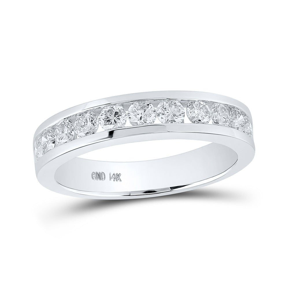 The Majestic Brilliance 14kt White Gold Women's Round Diamond Wedding Single Row Band - Splendid Jewellery
