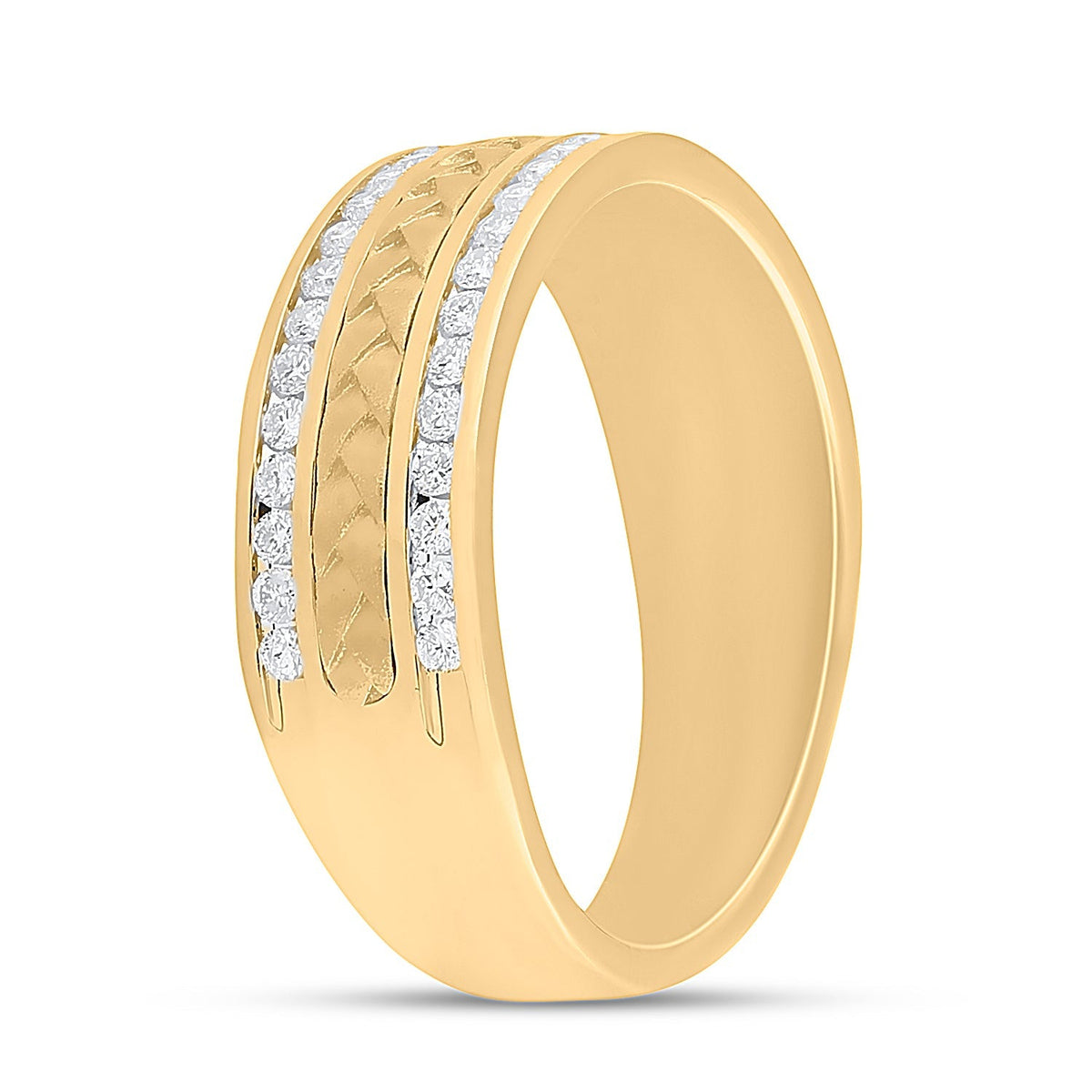 The Mesmerizing 14kt Yellow Gold Braided Band Diamond Wedding Ring - 1/2 Cttw - Splendid Jewellery