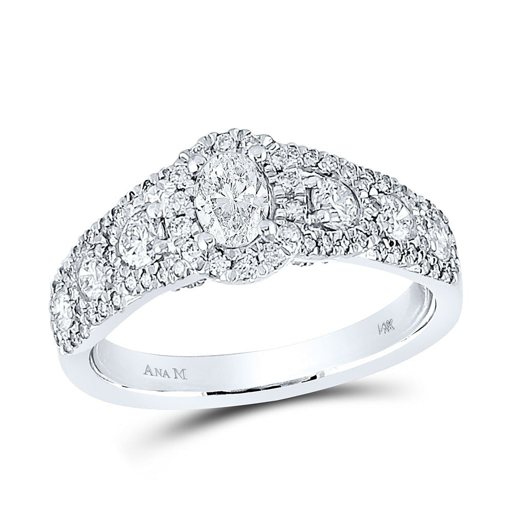 The Radiant Elegance 14kt White Gold Oval Diamond Halo Bridal Wedding Engagement Ring - Splendid Jewellery