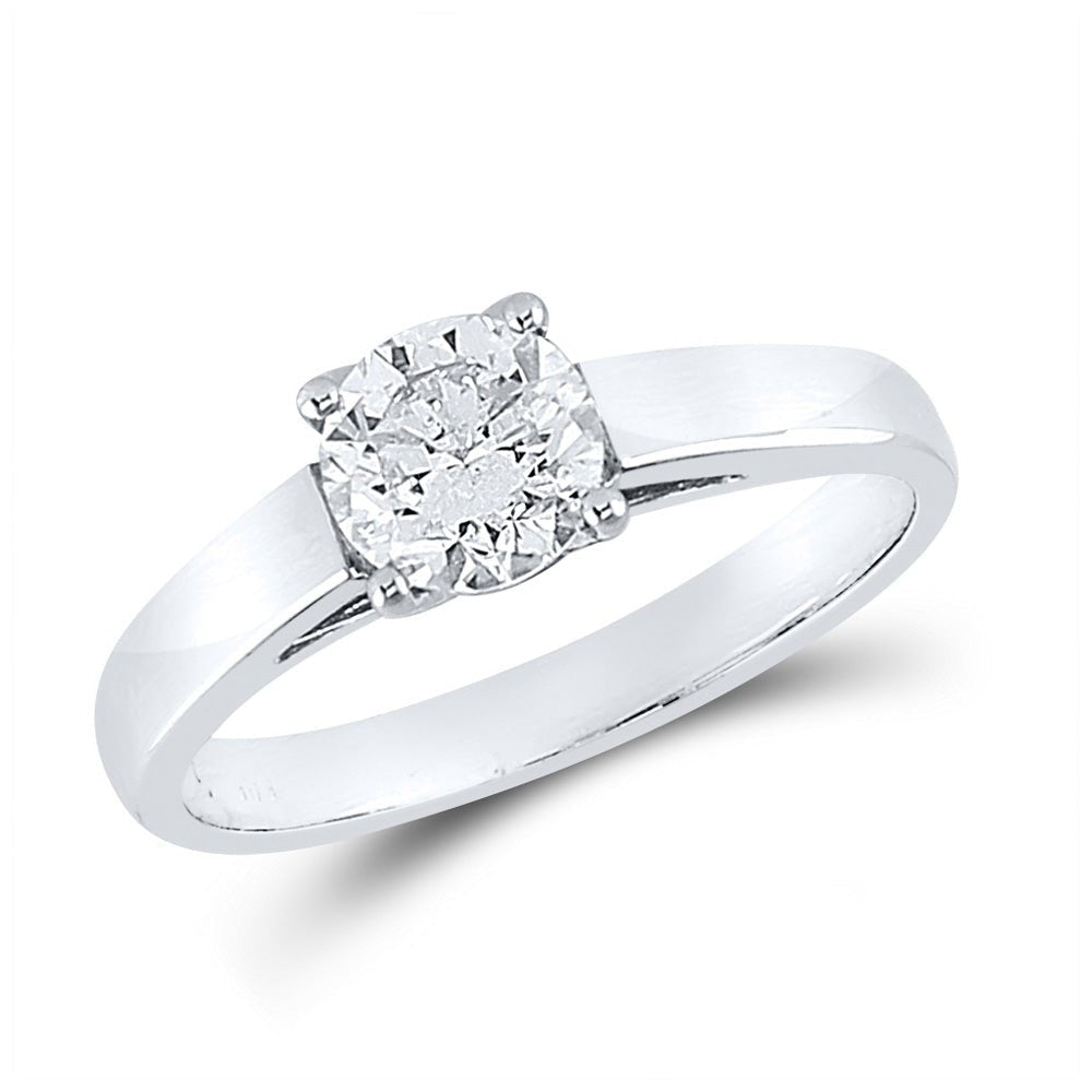 Timeless Brilliance: 14kt White Gold Round Diamond Solitaire Bridal Wedding Engagement Ring 1 Cttw - Splendid Jewellery