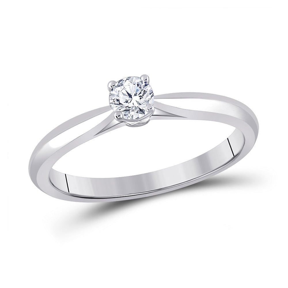 Timeless Radiance: 14kt White Gold Round Diamond Solitaire Bridal Wedding Engagement Ring 1/4 Cttw - Splendid Jewellery