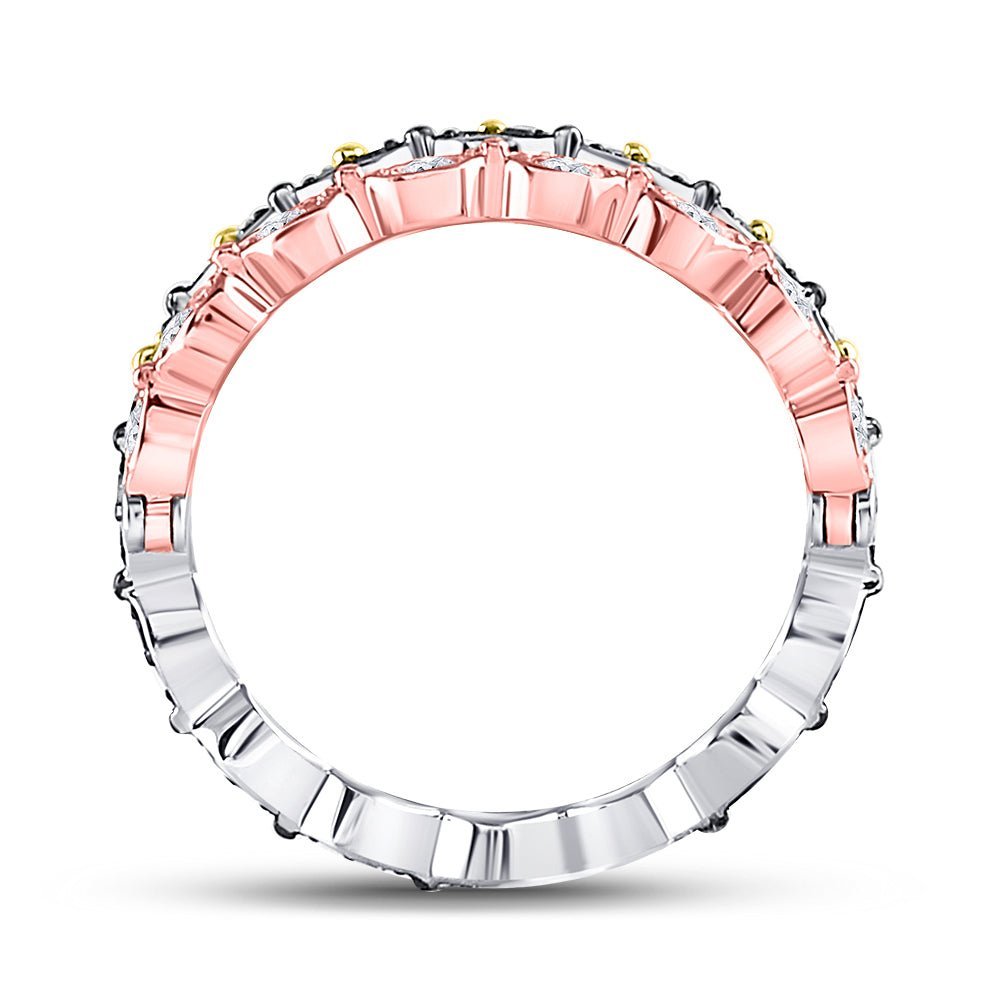 Tri - Tone Gold Convertible Diamond Stackable Band - Splendid Jewellery