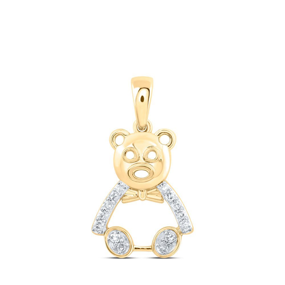 Whimsical Gold Teddy Bear Diamond Pendant - Splendid Jewellery