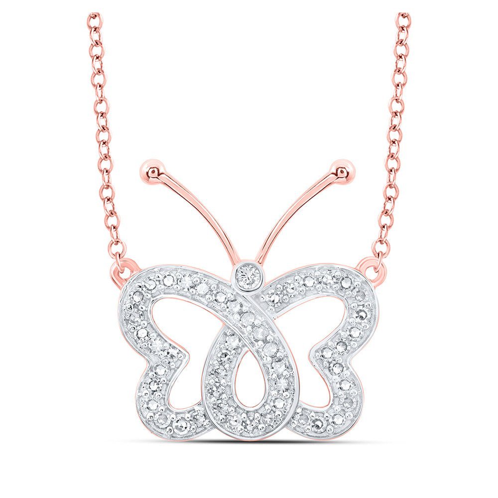 Whimsical Rose Gold Diamond Butterfly Necklace - Splendid Jewellery