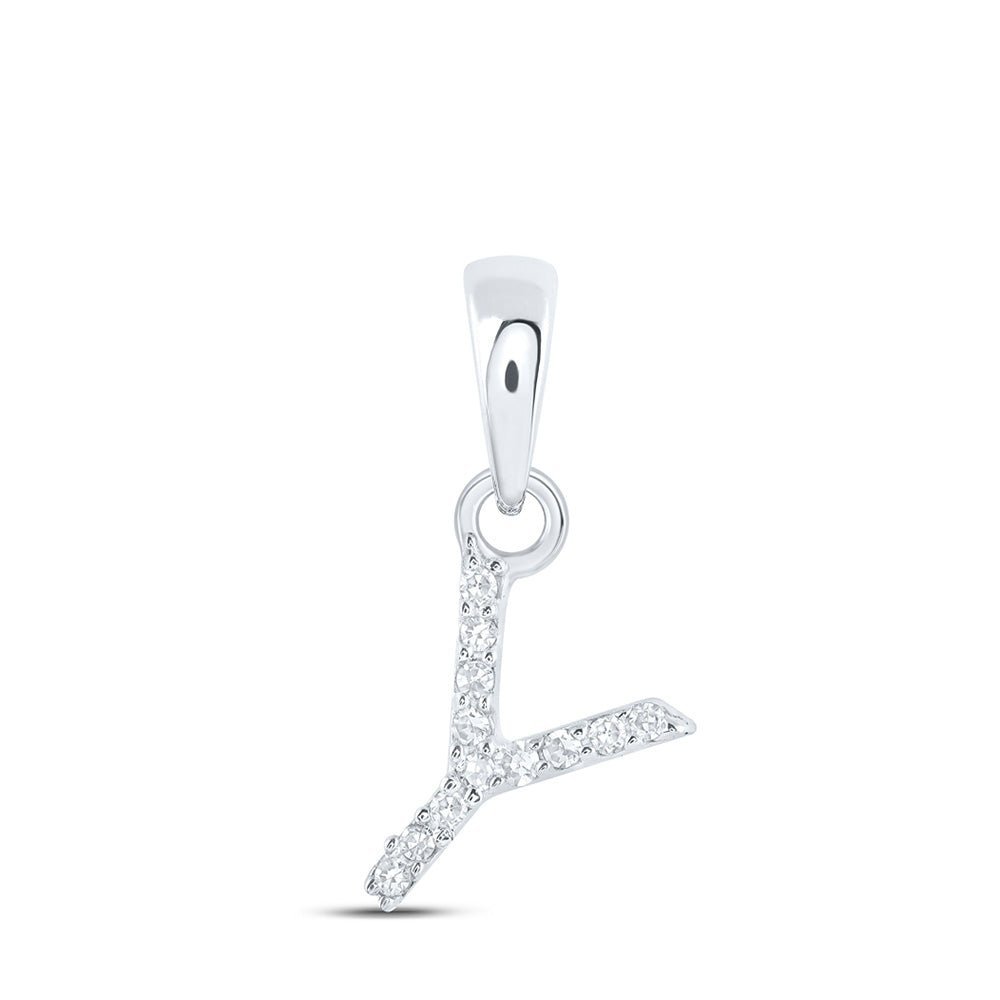 Y Initial Diamond Pendant in 10kt White Gold - A Personalized Touch of Elegance - Splendid Jewellery
