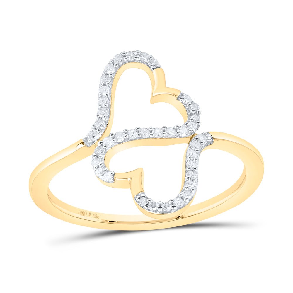 Yellow tone Sterling Diamond Heart Ring 1/8 Cttw - Splendid Jewellery