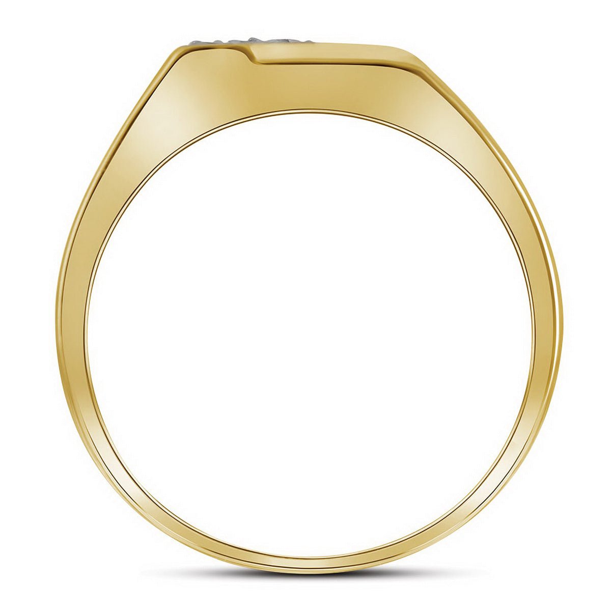 Yellow - tone Sterling Silver Round Diamond Mens Prong - Set Double Row Ring 1/10 Cttw - Splendid Jewellery