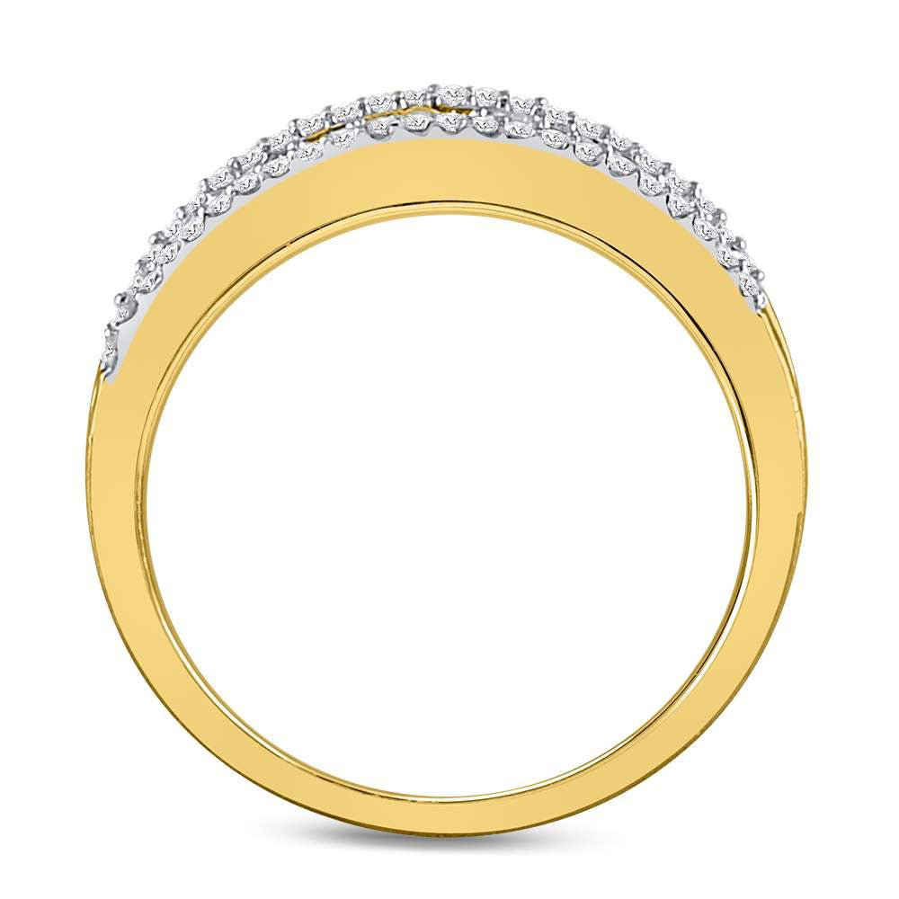 Zigzag Brilliance: 10kt Yellow Gold Womens Round Diamond Band Ring - Splendid Jewellery