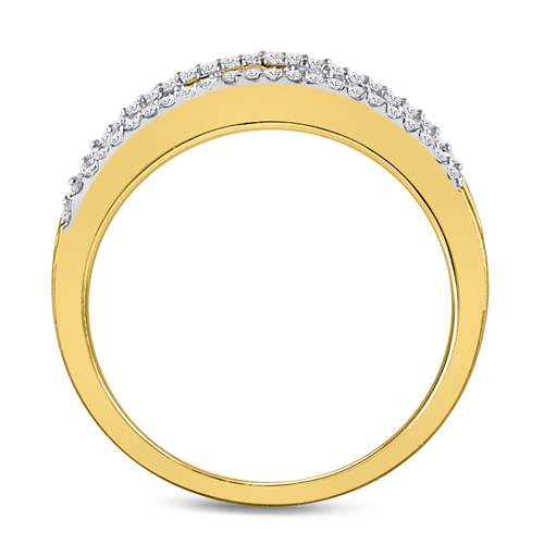 Zigzag Brilliance: 10kt Yellow Gold Womens Round Diamond Band Ring - Splendid Jewellery