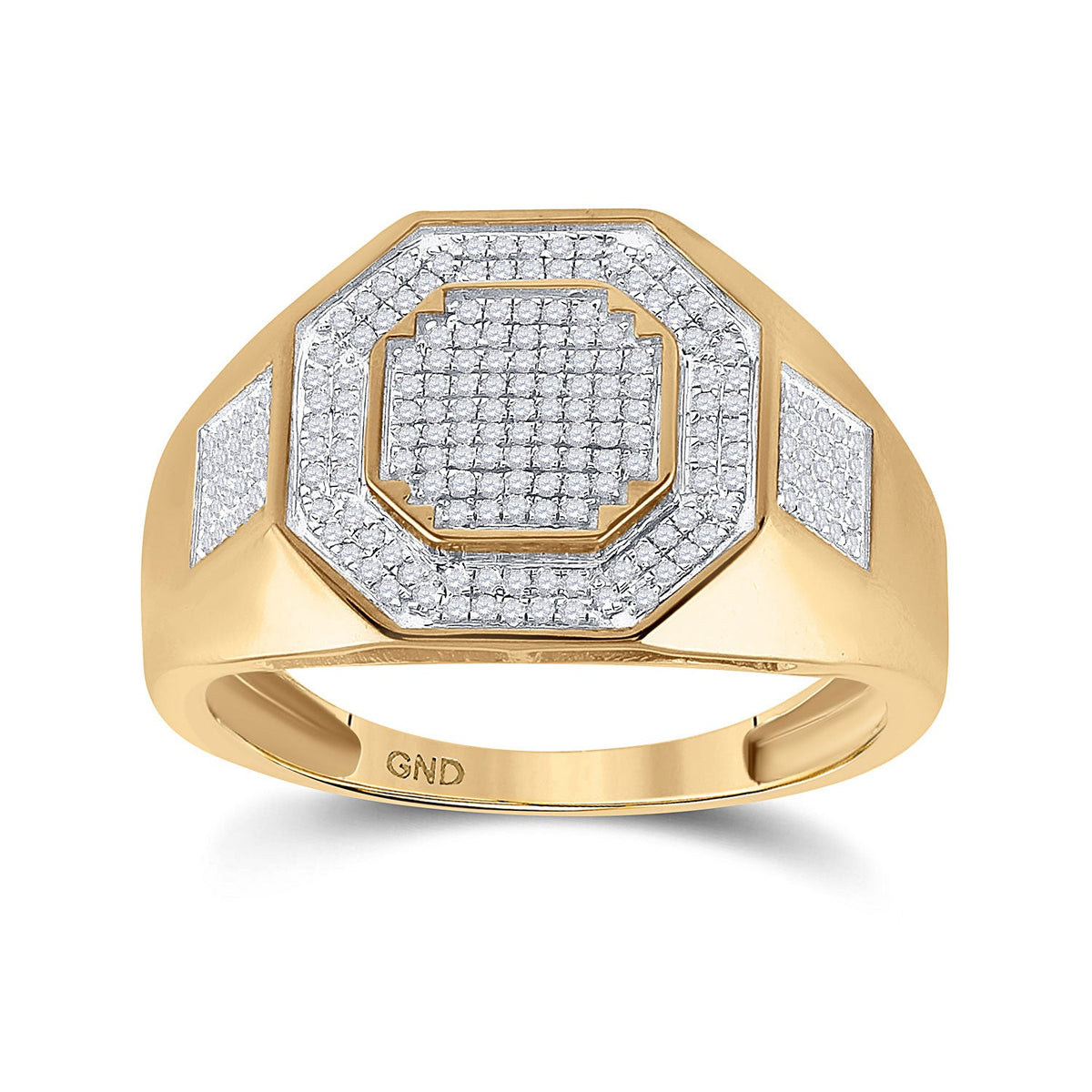 10kt Gold Octagon Cluster Diamond Men's Ring - Stunning Jewelry - Splendid Jewellery