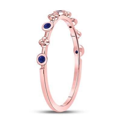 10kt Rose Gold Blue Sapphire Birthstone Stackable Ring - Splendid Jewellery