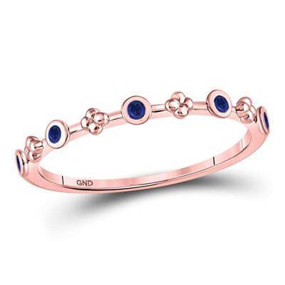 10kt Rose Gold Blue Sapphire Birthstone Stackable Ring - Splendid Jewellery