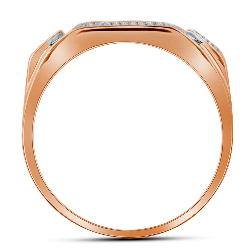 10kt Rose Gold Men's Rectangle Cluster Diamond Ring - 1/2 Carat Total Weight - Splendid Jewellery