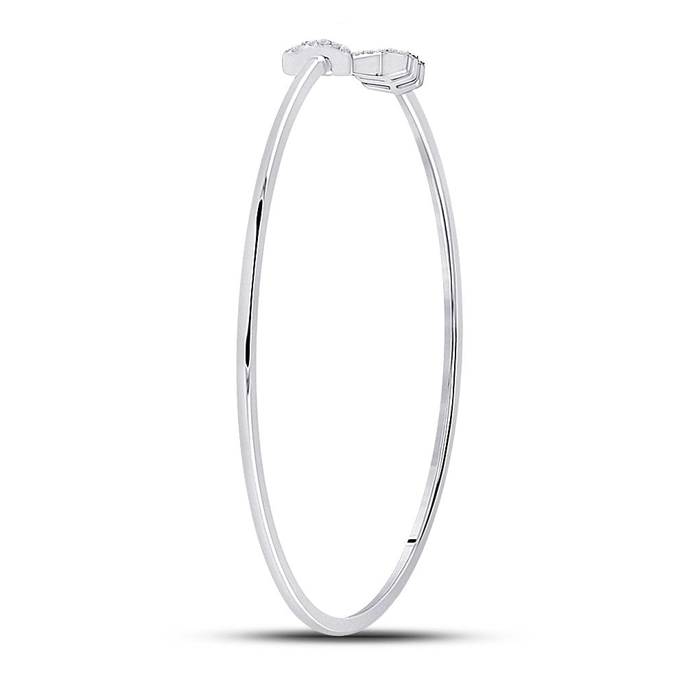10kt White Gold Diamond Arrow Bangle Bracelet - Elegant and Timeless Sparkle - Splendid Jewellery
