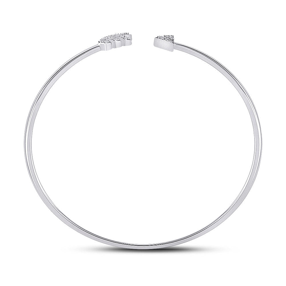 10kt White Gold Diamond Arrow Bangle Bracelet - Elegant and Timeless Sparkle - Splendid Jewellery