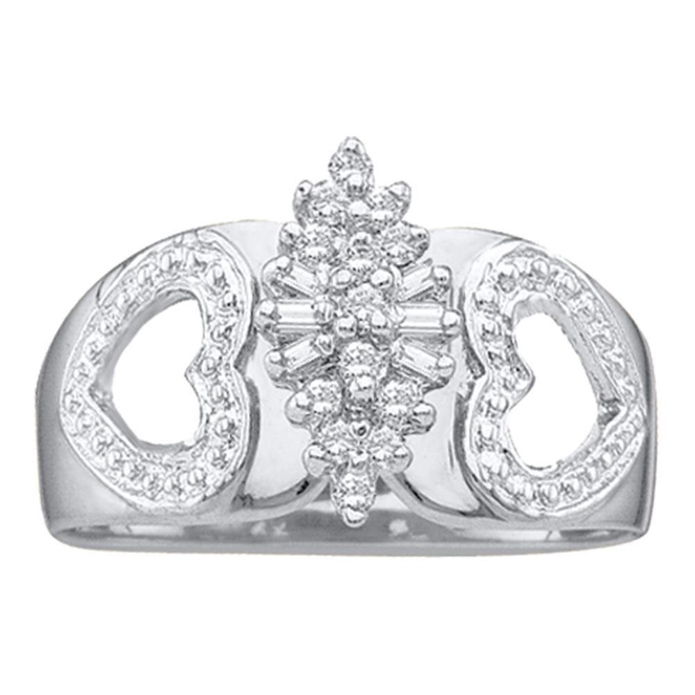 10kt White Gold Diamond Double Heart Cluster Ring - A Symbol of Love and Elegance - Splendid Jewellery