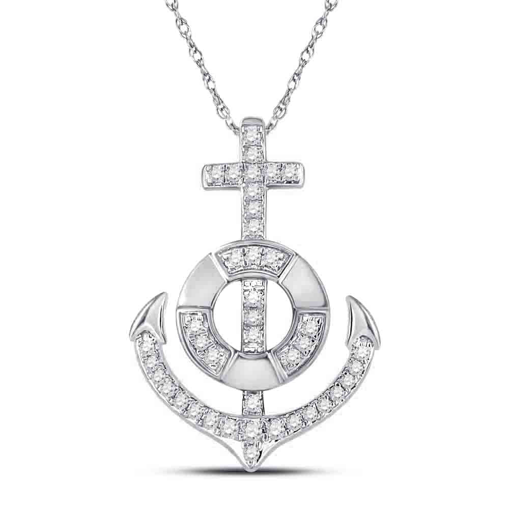 10kt White Gold Diamond Nautical Anchor Pendant: A Captivating Maritime Treasure - Splendid Jewellery