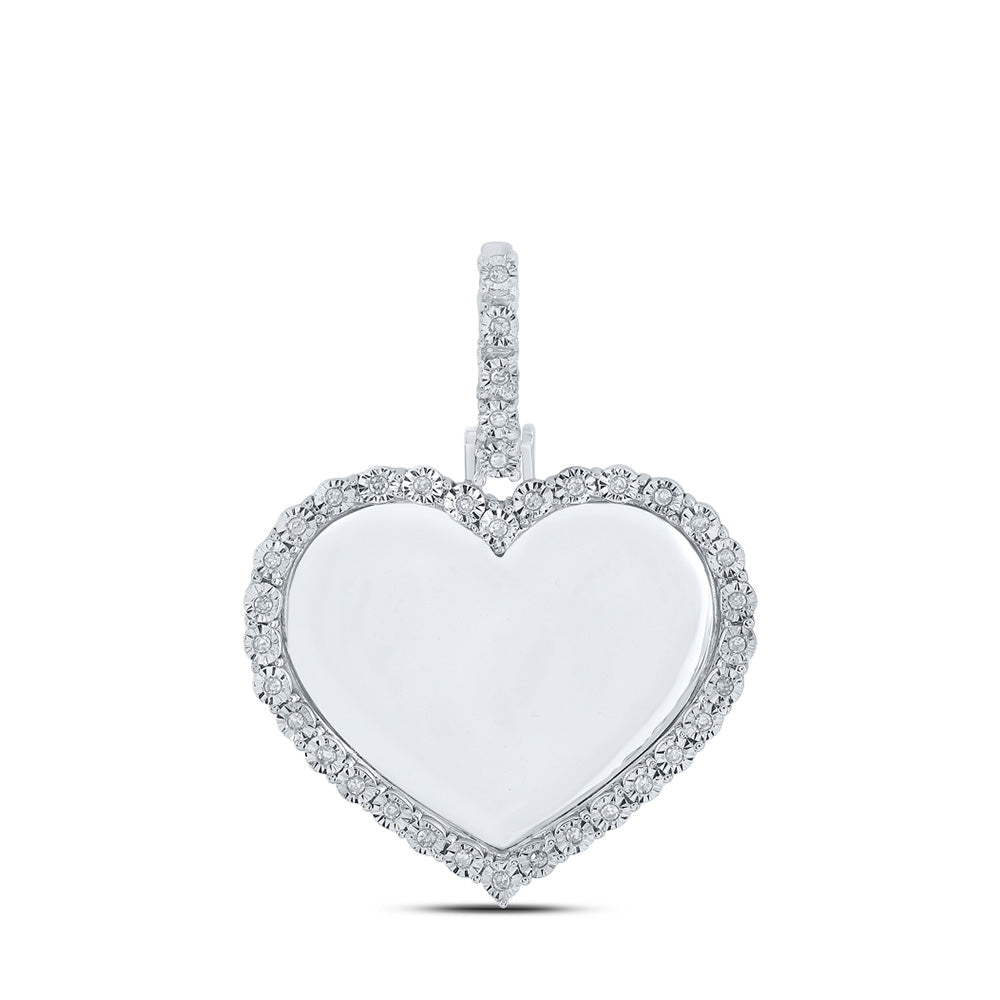10kt White Gold Men's Heart Diamond Charm Pendant - Elegant Memory Keepsake - Splendid Jewellery