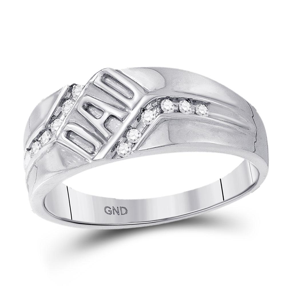 10kt White Gold Mens Round Diamond Dad Father Band Ring 1/8 Cttw | Splendid Jewellery - Splendid Jewellery